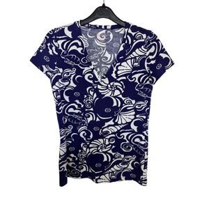 Lily Pulitzer Purple Michele Seahorse Spectrum V Neck Short Sleeve Tee XS